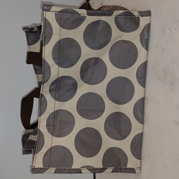Thirty-One Organizing Keep It Caddy Tote Real Mod Dot Large Circles Gray Taupe - Picture 7 of 17